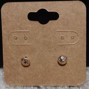 Textured Shiny Gold Spheres Gold-Tone Stud Fashion Earrings